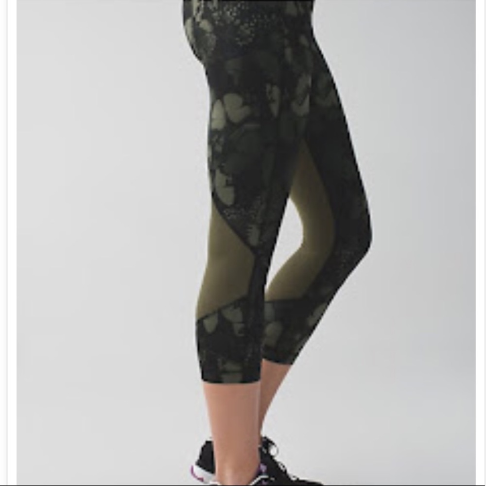 Lululemon Biggie So Fly Fatigue Butterfly Pace Rival Crops - Picture 1 of 3